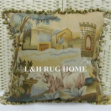 22'x22'Handmade французский гобелен ткань шелк Aubusson наволочка