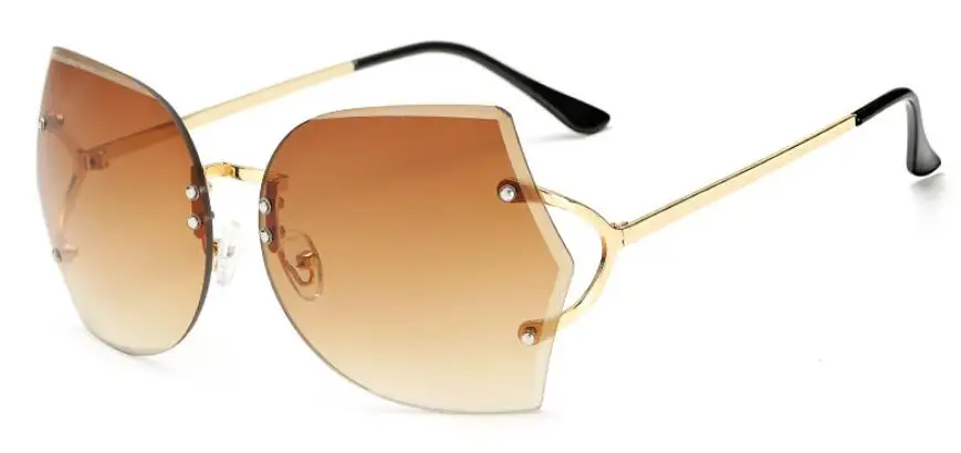 Прозрачные очки женские прозрачные стекла больших размеров солнцезащитные очки без оправы Женская металлическая ножка градиентные солнцезащитные очки oculos de sol UV400