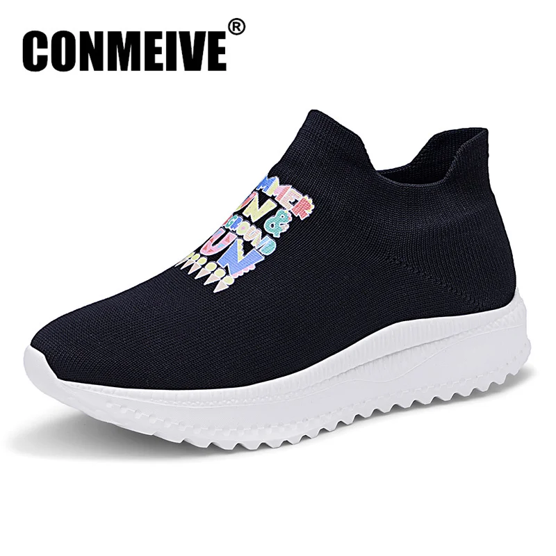

Autumn Winter Flats Loafers Fashion Women Sock Casual Shoes Woman Breathable Luxury Brand Designer Slip on Womens Platform Shoes