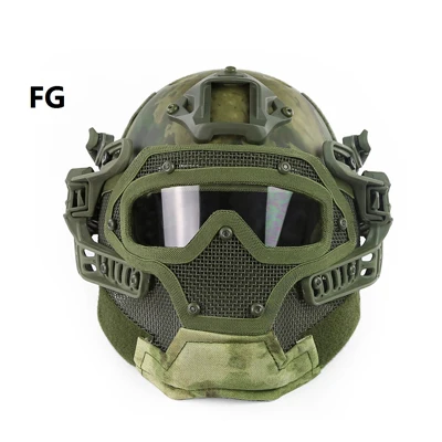 Тактический Шлем PJ ABS маска с очками для военных для страйкбола армейский военная игра Пейнтбол Мотоцикл Велоспорт Охота Аксессуары - Цвет: FG