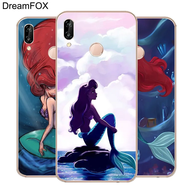 DREAMFOX M358 Мягкий ТПУ силиконовый чехол с русалочкой для huawei Honor 6A 6C 7X9 10 P20 P30 Lite Pro P Smart