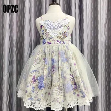 Toddlers Tulle Girls Dress With Vintage Floral Top Summer Party Wedding Clothing Princess kids Dresses for Girls clothes