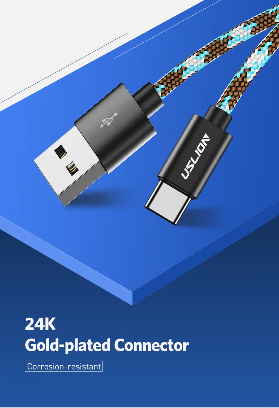 USLION usb type C кабель для быстрой зарядки usb c кабель для передачи данных зарядное устройство usb-c для samsung S8 S9 S10 Note 8 xiaomi mi 9 mi 9 huawei P30 P20