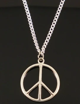 

HOT !!! Fashion Jewellery Vintage Silver Peace mark Charms Statement Choker Sweater Chain Necklace Pendant jewelry -50