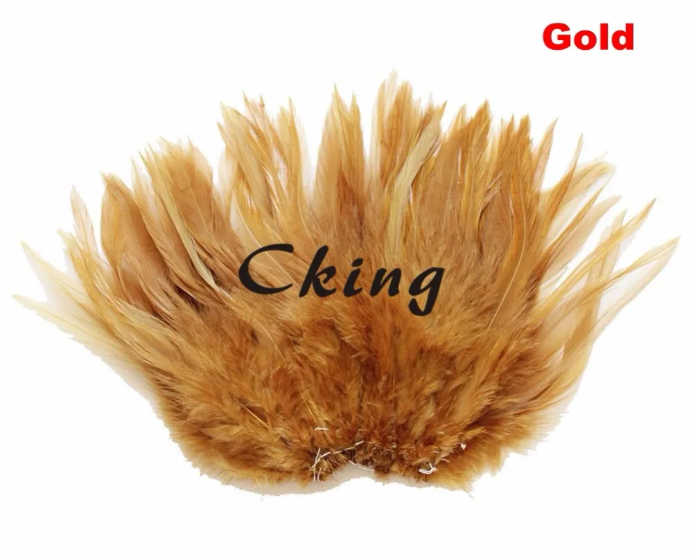 

Rooster Feather Manufacturer 5-6inch Handwork Gold Strung Rooster Schlappen Wholesale Feathers for Wedding Decoration