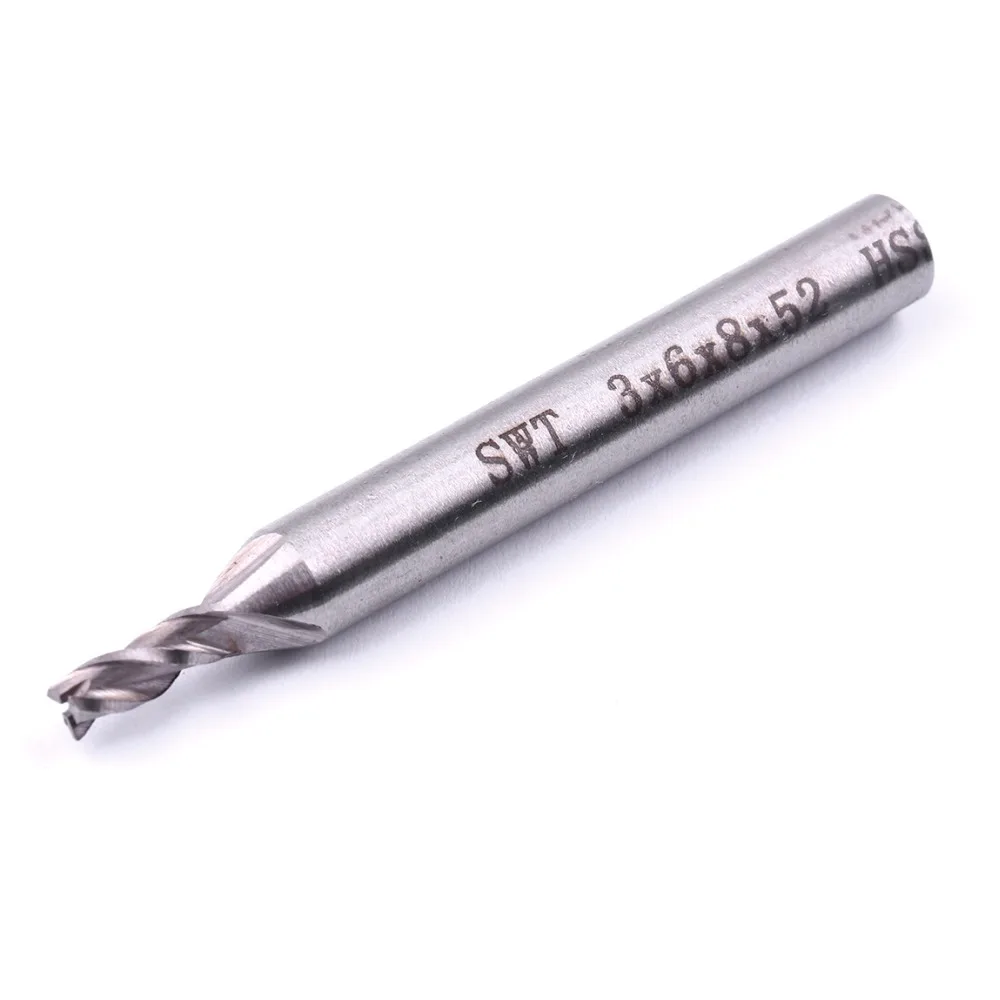 5Pcs 3 Flutes Straight Shank End Mill HSS AL 6mm Shank Diameter Ultra