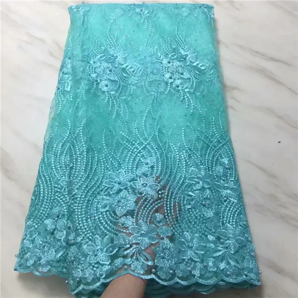 2019New камень в виде бисера Кружева Африканский изумрудно-зеленое на шнуровке ткань высокого качества красивая нигерийская Свадебная лента дизайн французский платье - Цвет: 13