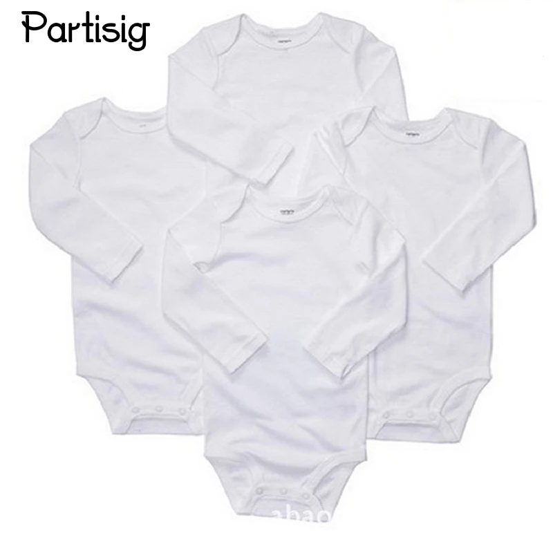 Baby Rompers Cotton Plain White Long Sleeve Baby Romper For Newborn
