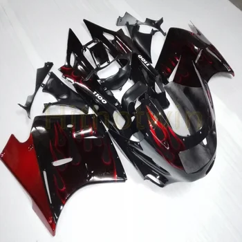 

Custom+Screws red flames motorcycle fairing for ZX11 ZZ-R1100 1990-2001 90 91 92 93 94 95 96 97 98 99 00 01