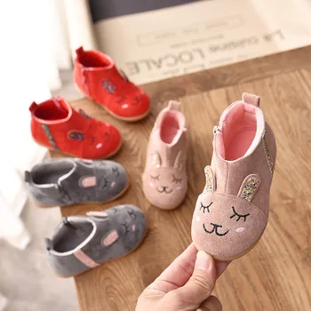

Fashion snow boots children's short boots cartoon boys and girls cotton boots plus velvet baby boots winter new children's shoes