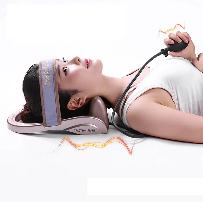 Neck Traction Cervical Posture Pump Air Filled Vertebra Correction Tractor Relaxing Massager Spine Muscle Relief Pain