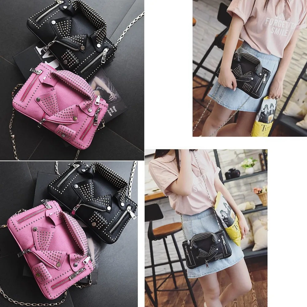 Женские сумки, Дизайнерские клатчи, модная мотоциклетная сумка на плечо с заклепками, новая летняя модная сумка на цепочке, сумка через плечо