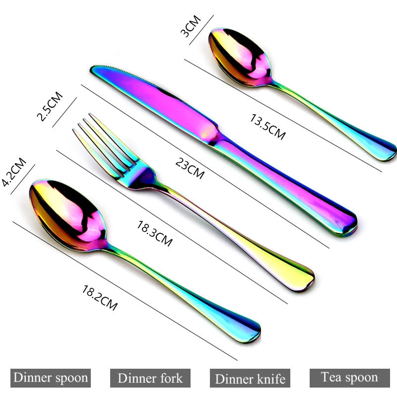 Рождественский Набор радужных столовых приборов 304 нержавеющая сталь синий столовый набор столовых приборов набор посуды красочная качественная столовая посуда набор