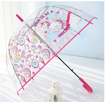 Зонт с единорогом Мультфильм Защита окружающей среды прозрачный зонтик леди зонтик с прямой ручкой Аполлон птица клетка стиль - Цвет: Rose red