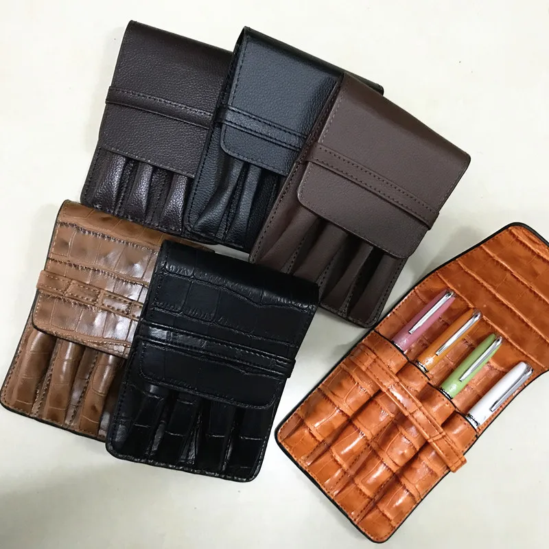 Высокое качество роскошные крокодиловой кожи PATTERN ролика и авторучки случае держатель для 4 ручки - изображение