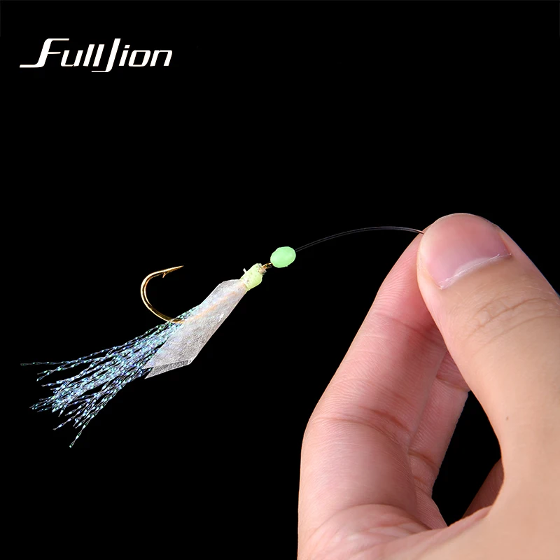 Fulljion الخطافات ل قطب الصيد مضيئة الذهب-مطلي الأسماك الجلد مريب رائحة Pesca مزيج سلسلة هوك مع 6 صغيرة هوك