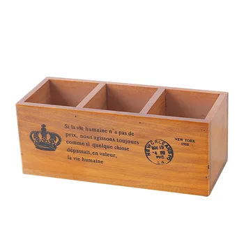 

Multi-function Desktop Storage Box Creative Wooden Compartment Remote Control Cosmetic Keys Receive Box Home Furnishing Articles