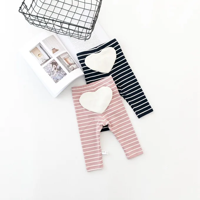 Infant Children Leggings for Girls Skinny Trousers Striped Pants Girls Big Heart Leggings Infant Bottom 6-18M Girls Skinny Pants