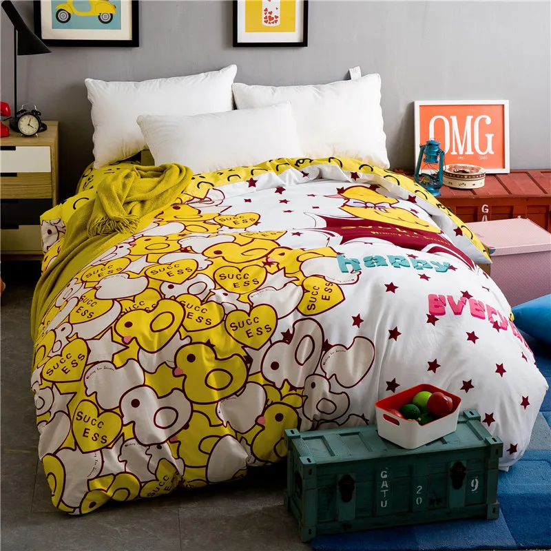 

Cute Cartoon Chicken Pattern Home Textile Single Duvet Cover No Filling Bed Comforter Cover 160X210cm,180X220cm, 4 Size Bedding