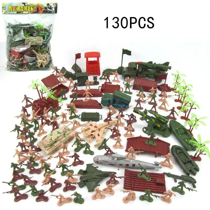

130 Pcs/Set Military Model World Sea Land and Air Force Scenes Sandbox Non-toxic Children Educational Game Toy Creative Gift
