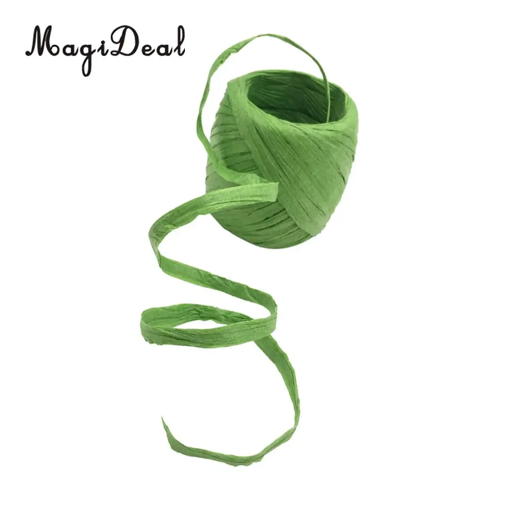 2 Rolls Red & Green Raffia Paper Ribbon Gift Wrapping Decoration String Scrapbooking Craft, Total Length 40m, 0.5-0.8cm in Width