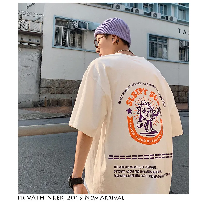 

Privathinker Men Hip Hop Streetwear O-Neck Casual TShirts 2019 Mens Print Summer T-Shirt Male High Quality Korean T Shirt White