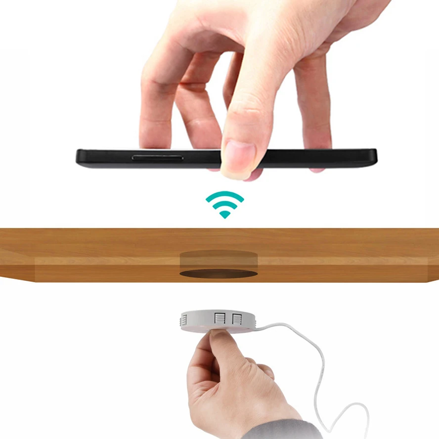 

Fast QI Wireless charger invisible desktop furniture table hidden embedded adsorption suspension For IPhone Samsung QI Universal