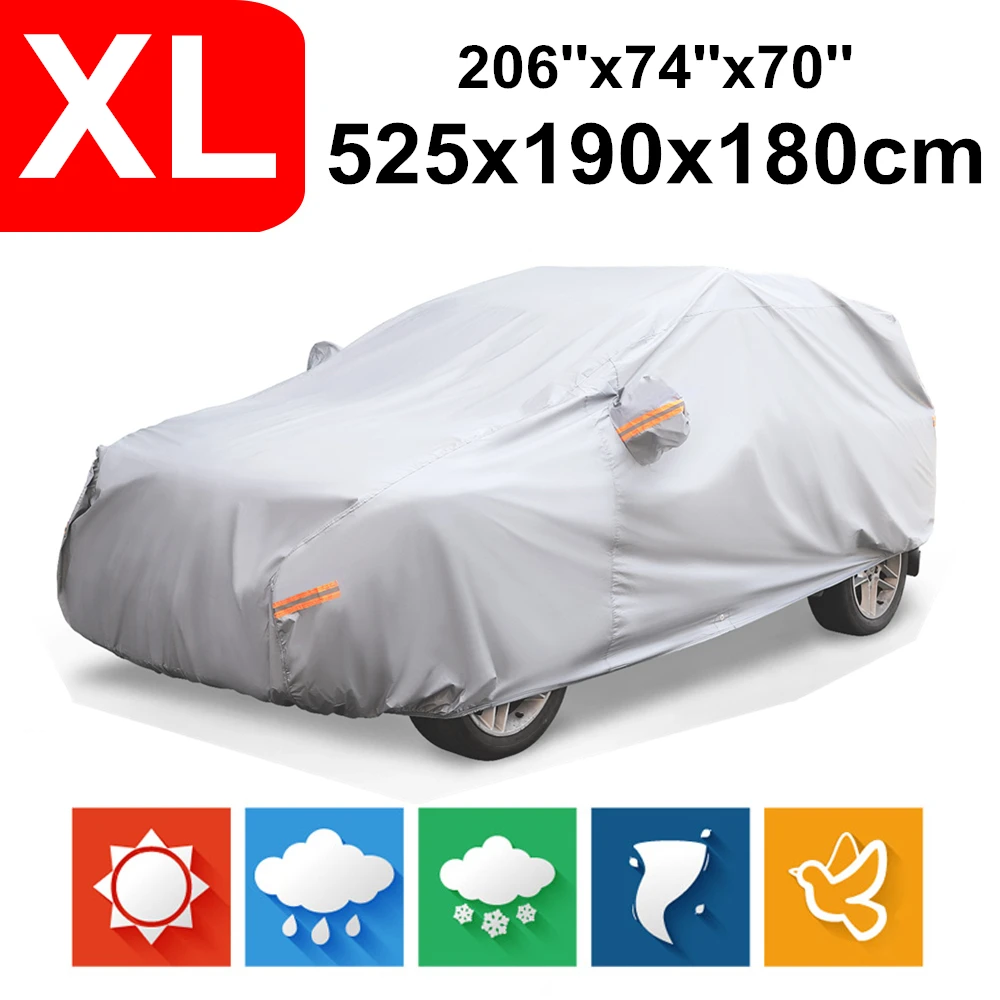 

NOVSIGHT Waterproof Car Covers Outdoor Sun Protection Cover For Size M-XL Magnetic Windshield Cover Rain Shade Gray