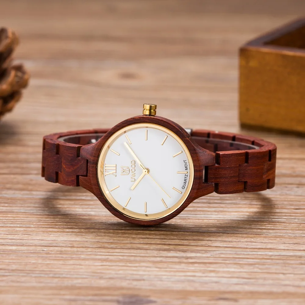Часы наручные женские кварцевые с деревянным ремешком и браслетом|wristwatch