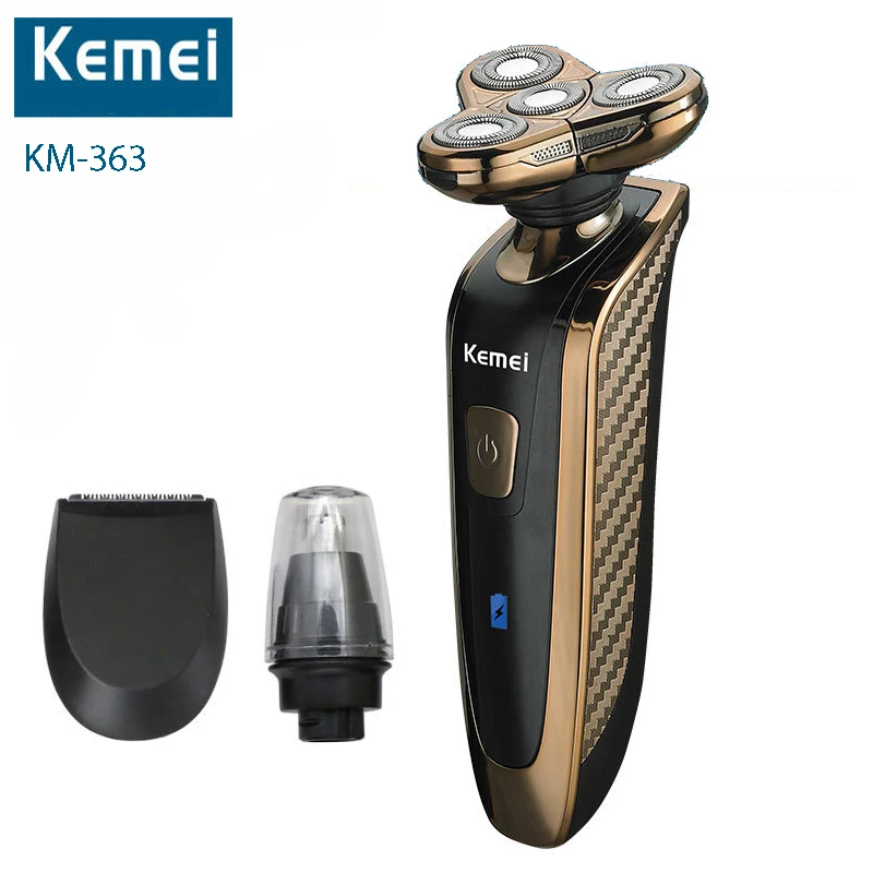 

KM-363 Triple Blade Electric Shaving Razors Men Face Care 3D Floating 3 in1 Washable Rechargeable Electric Shaver