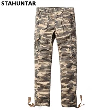 Летние хлопковые мужские брюки, камуфляжные, военные, на молнии, мужские брюки-карго, на пуговицах, с карманами, повседневные, тактические, хаки, камуфляжные брюки для мужчин