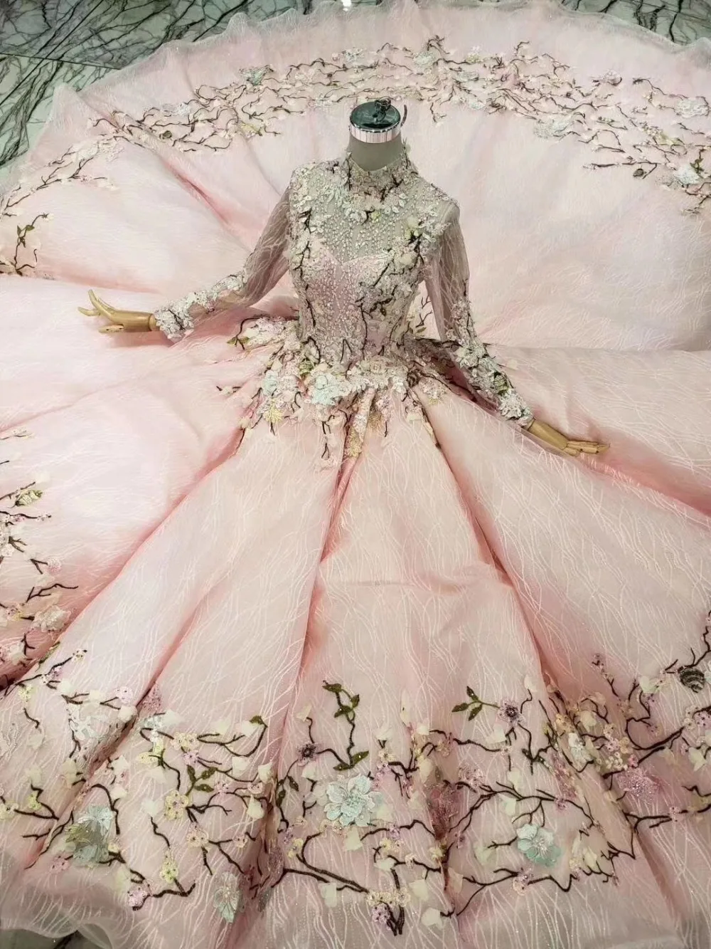 CloverBridal 2019 новейшее светло розовое роскошное кружевное с длинными рукавами