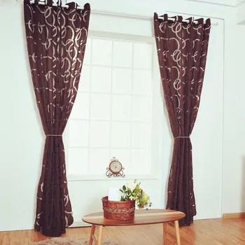 

2pc Window Screening New Simple Rural Wind Screens Circle Bubble Shape Cut Flower Window Tulle Valance Curtains Brown шторы