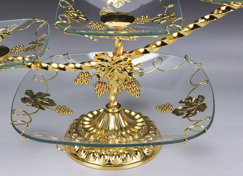 

NEW Retro Creativity Glass Storage Tray Gold Fruit Plate Small Items Display Tray Mirror snacks box