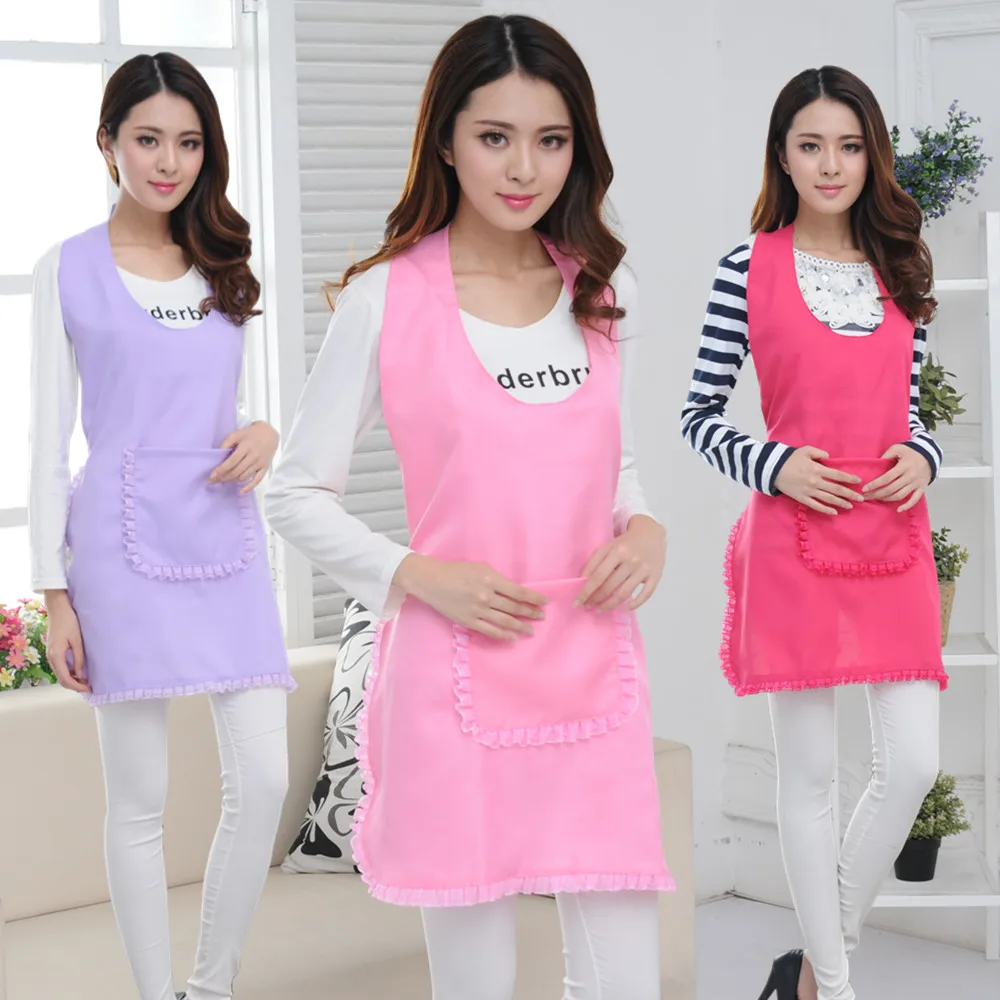 

High quality new design elegant purple overall cute pocket restaurant nail Salon manicurist apron