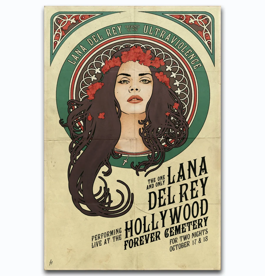 

MQ1392 LANA DEL REY Soul Music Singer Cover Vintage Hot New Art Poster Top Silk Light Canvas Home Decor Wall Picture Printings
