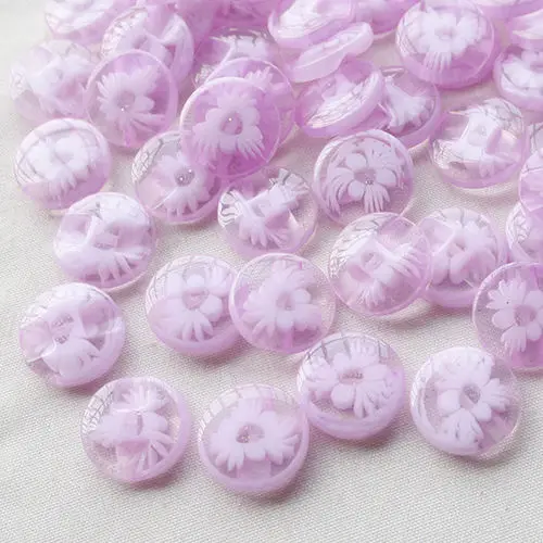 

50pc Lots 14mm purple color flower Plastic Buttons sewing/appliques/craft
