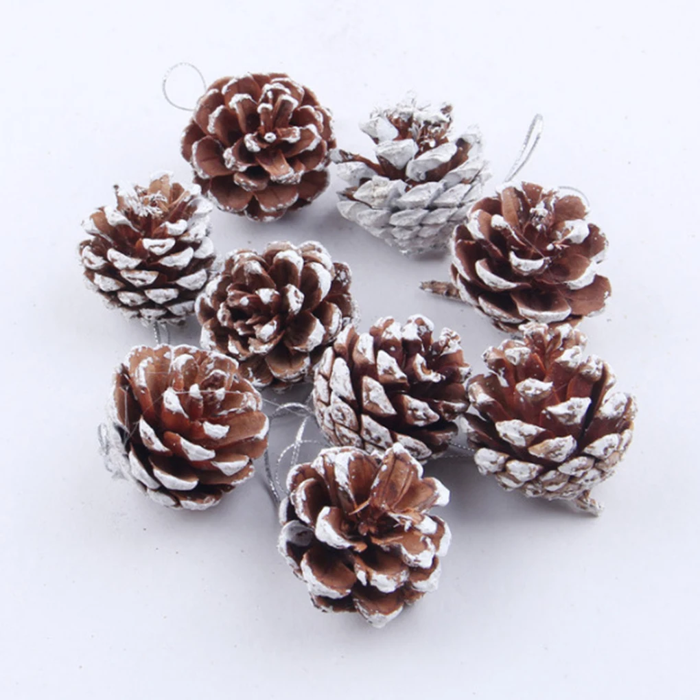 

2018 New 9pcs/set DIY 3D Vivid Pine Cones Christmas Tree Hanging Wooden Pinecone Balls Home Office Party Decoration