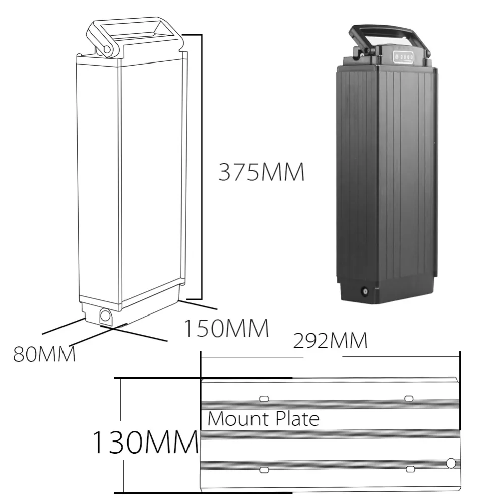 Flash Deal Powerful electric Rear Rack Ebike Battery 52V 24.5Ah Electric Bicycle Batteries with tail lamp Charger for 500W 1000W 750W Motor 6