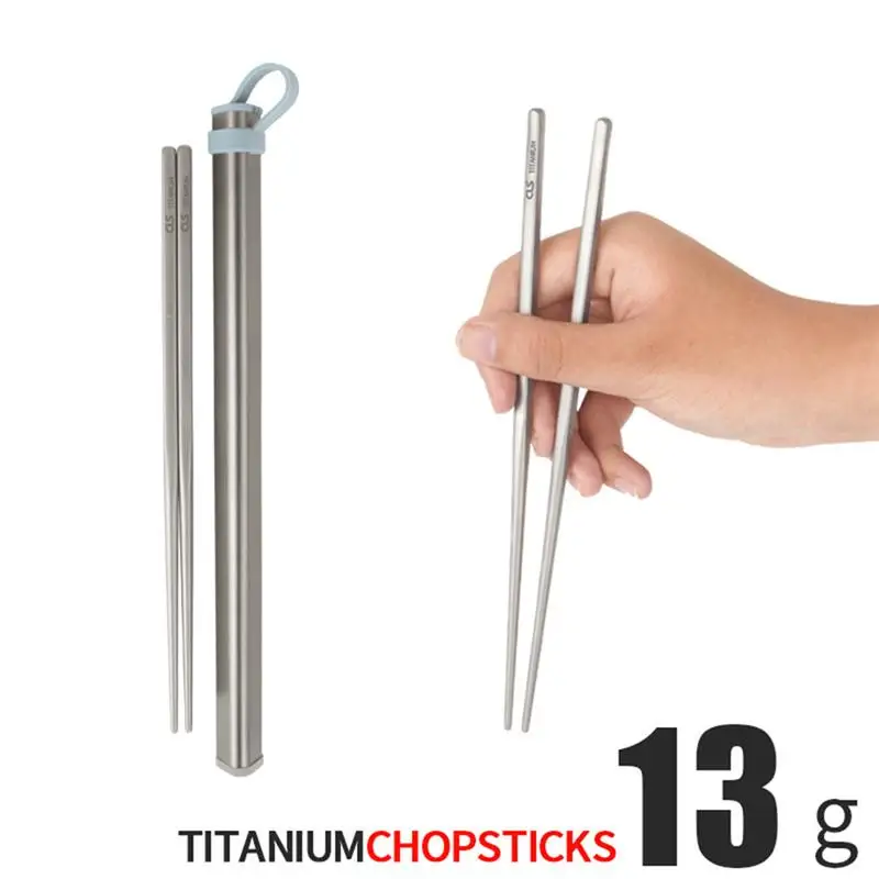 1 пара Pure titanium палочки для еды портативные многоразовые палочки для еды с Алюминиевый ящик для хранения на открытом воздухе Тур кемпинг