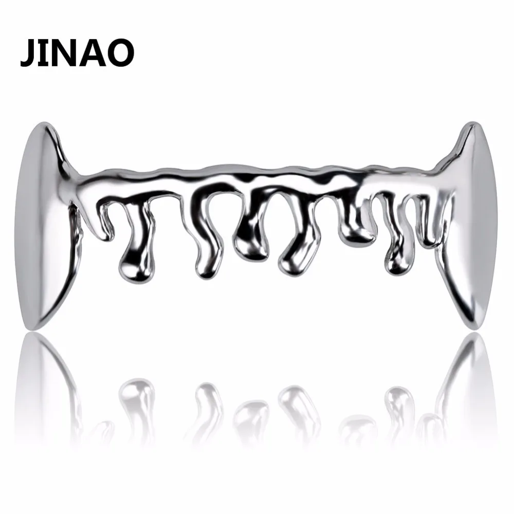 JINAO, для мужчин и женщин, Очаровательная решетка для зубов снизу и сверху, медь, золото/серебро, с покрытием, в стиле хип-хоп, DJ, панк, рэппер, ювелирное изделие, грили