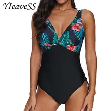 Цельный купальный костюм размера плюс, купальный костюм для женщин, купальный костюм с пуш-ап, винтажный Монокини, боди, пляжная одежда, купальный костюм с высокой посадкой