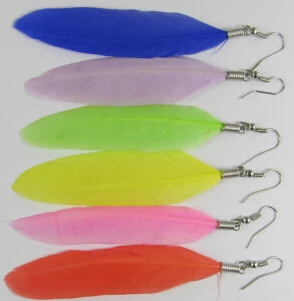 

OMH wholesale 2015 NEW fashion leisure jewelry accessories for Women's candy color birds feather dangle earrings 2.4g PJ377