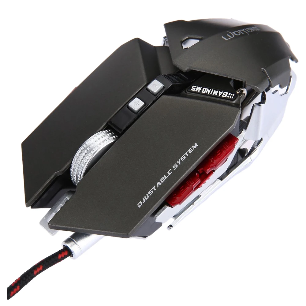 Skup LUOM G50 przewodowy programowalny 10 przycisków 4000 DPI profesjonalna optyczna mechaniczna ergonomiczna mysz do gier, szary