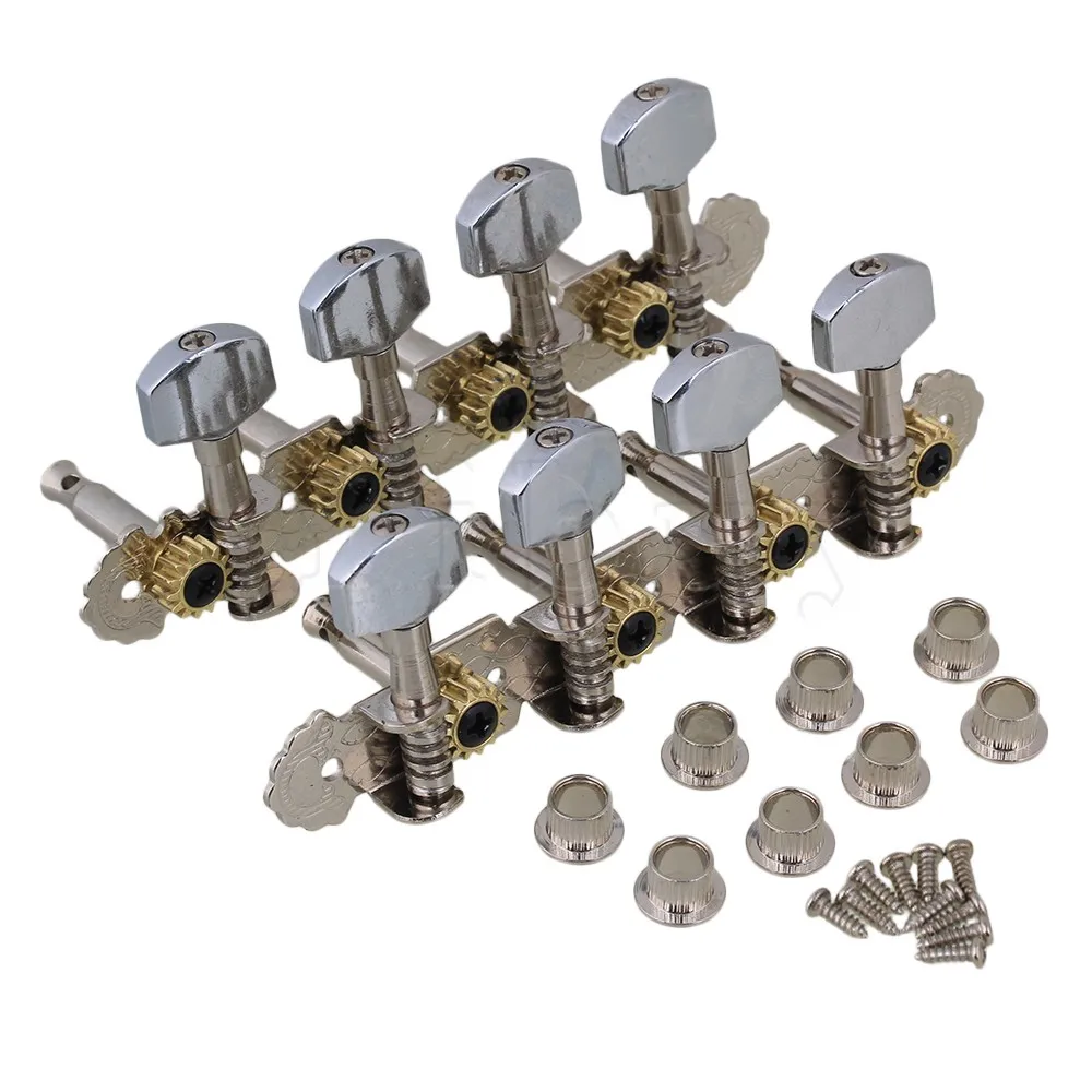 

Yibuy 2 x 4L+4R 8 String 25mm Peg Tuner for Mandolin Guitar Silver Square Button