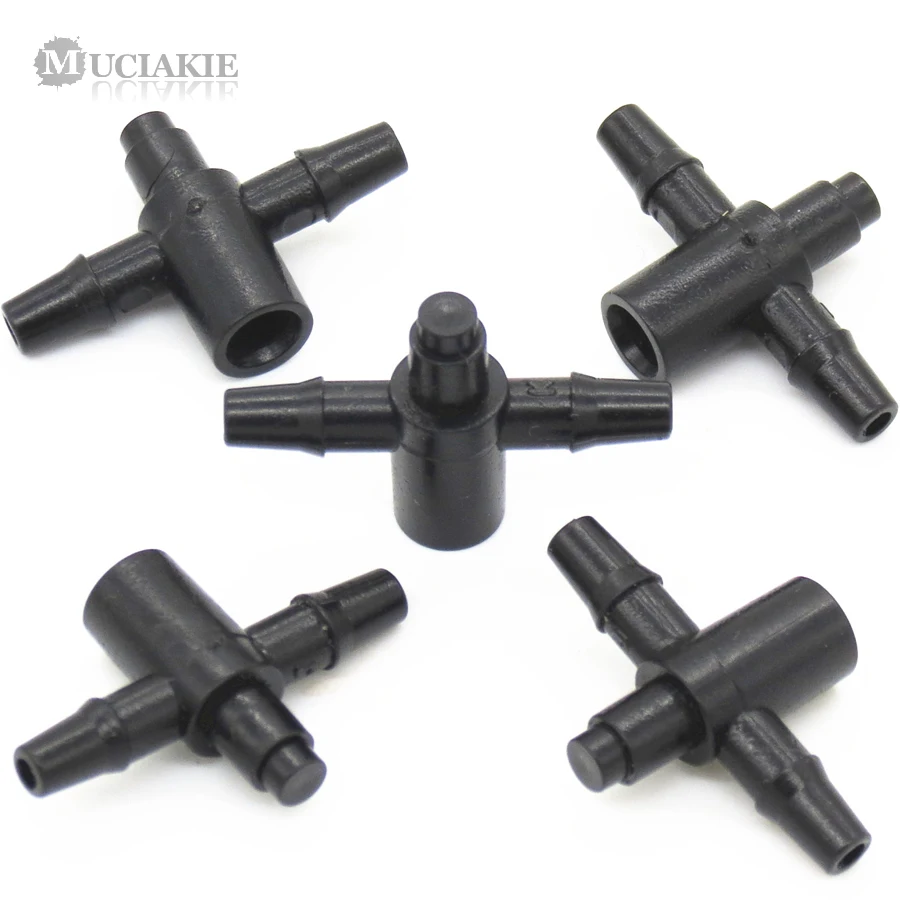 

MUCIAKIE 50PCS 1/8'' Barbs Connectors Two Branches for 3/5mm Tubing Hose Arrow Dripper Set Drip Irrigation Fittings
