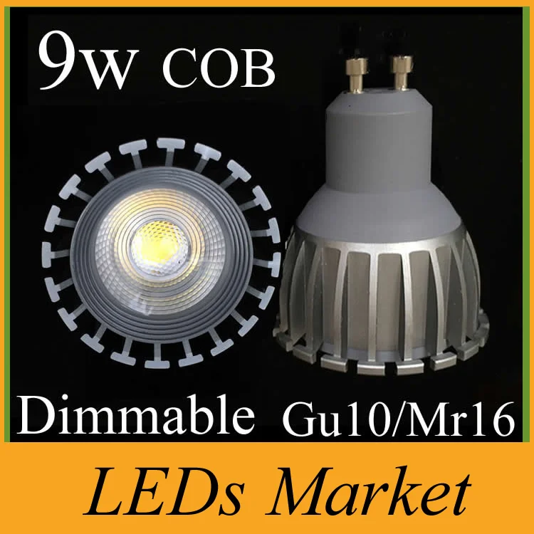 

Dimmable Led COB Spot Lamp 9W E27 GU10 GU5.3 110-240V MR16 12V Led Light Spotlight led bulb lighting bulbs Warm White Free DHL