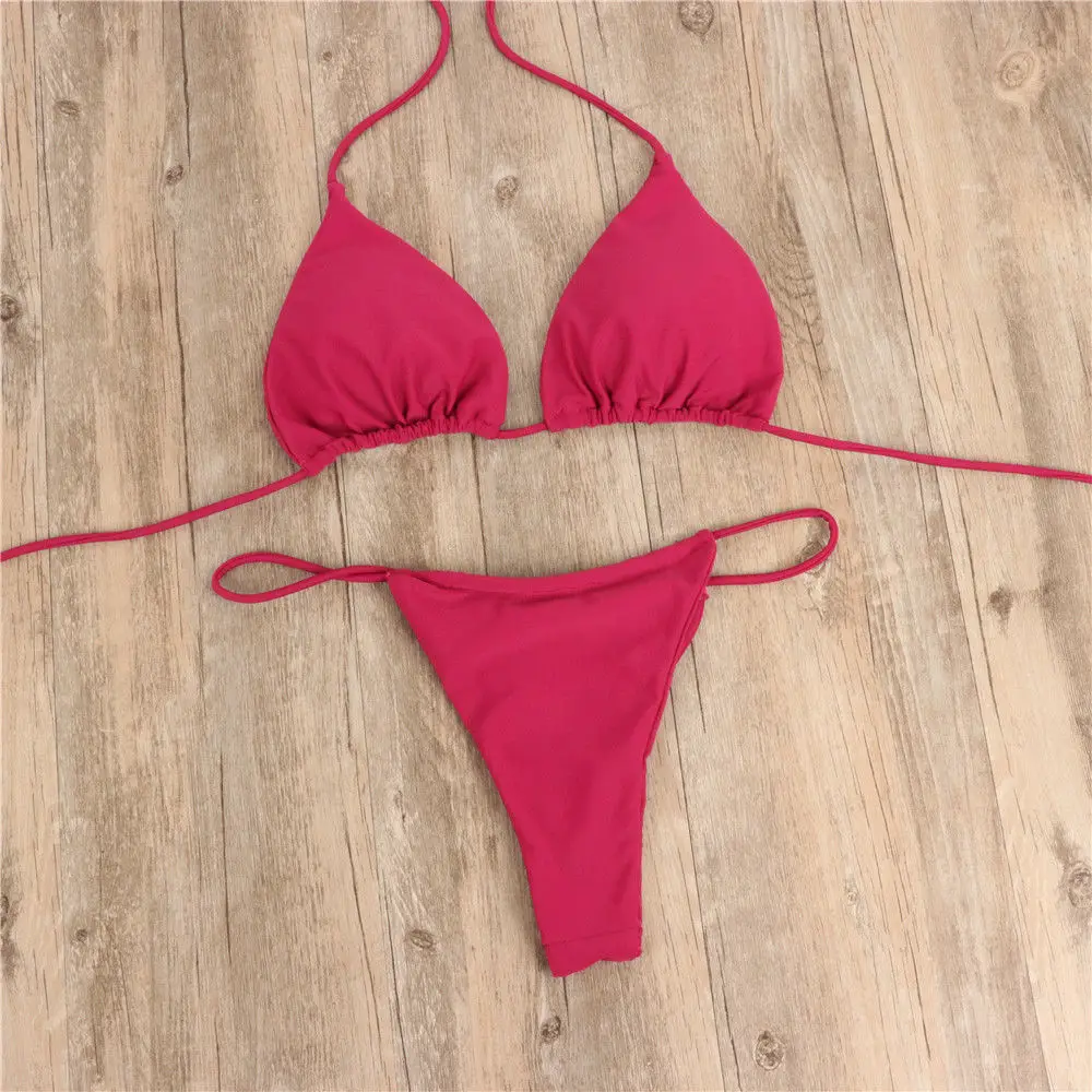 Бикини, сексуальный женский купальник, бандаж, Бразильское бикини, пуш-ап, купальник, пляжная одежда, купальный костюм, стринги - Цвет: Wine Red