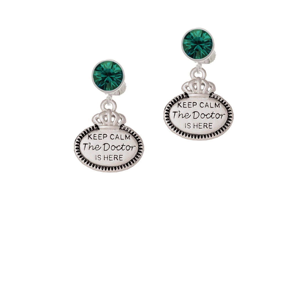 Keep Calm The Doctor is Here Crystal Clip On Earrings (5)