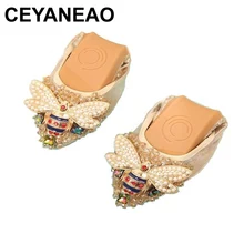 CEYANEAO/большие размеры; дизайнерское ожерелье; женская обувь на плоской подошве; элегантные удобные женские модные мягкие необычные туфли со стразами; A031-1